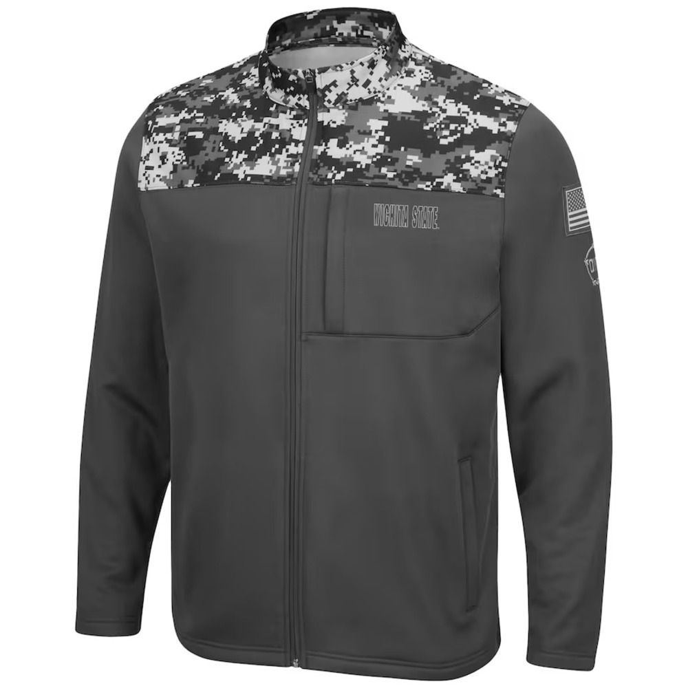 Wichita State Shockers Jacket Mens XL Charcoal Grey OHT Military Camo Zip NEW